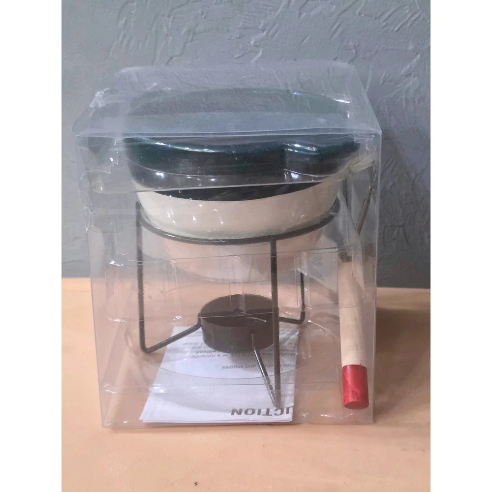 4 PC SET of‎ CERAMIC and METAL FONDUE SETS w/2 FONDUE.